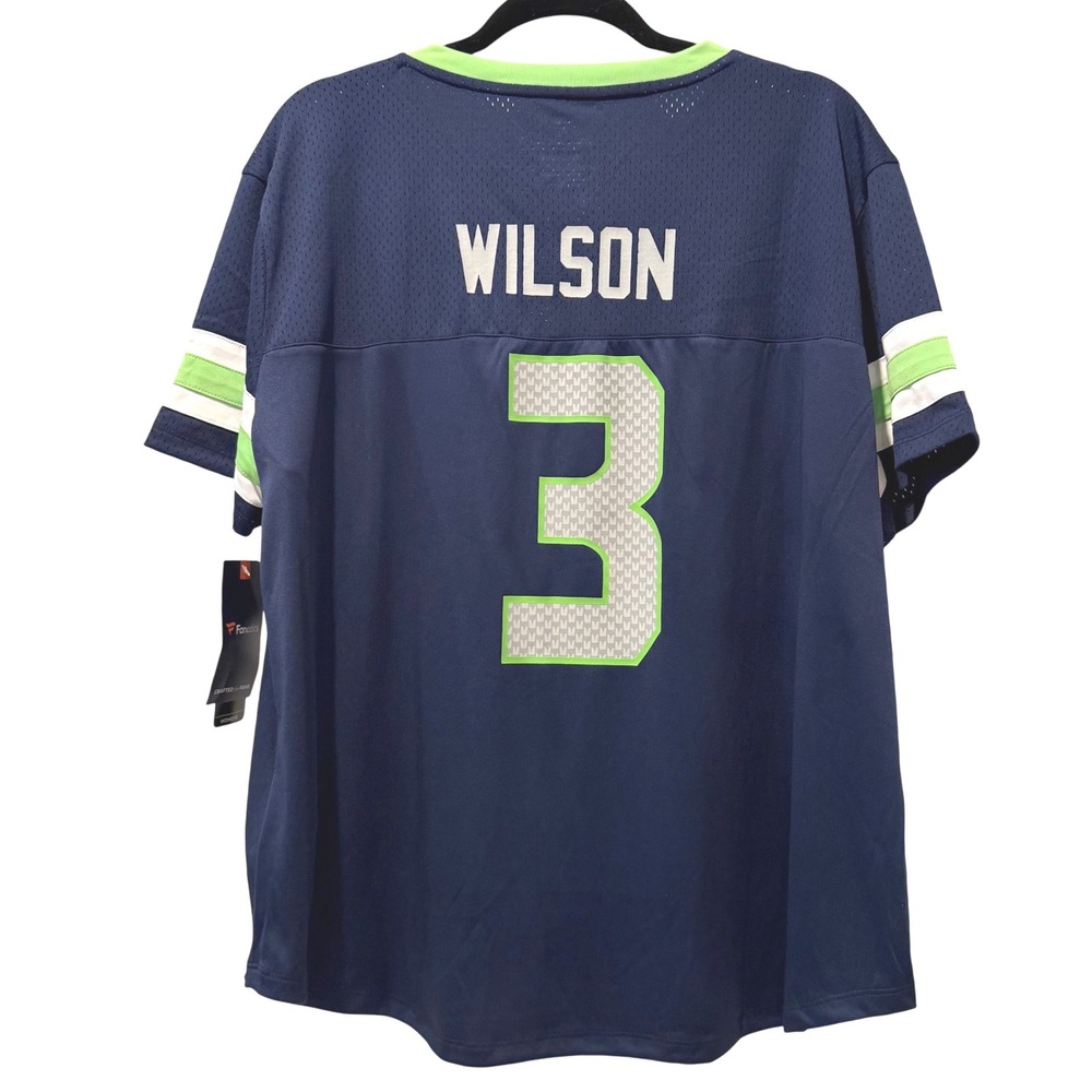 Womens 2XL Seattle Seahawks Wilson #3 Fanatics Jersey Lace-Up T-Shirt - Picture 3 of 7